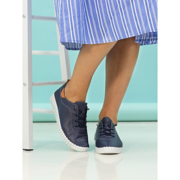 Lunar Shoes - Flamborough Navy Leather Shoe