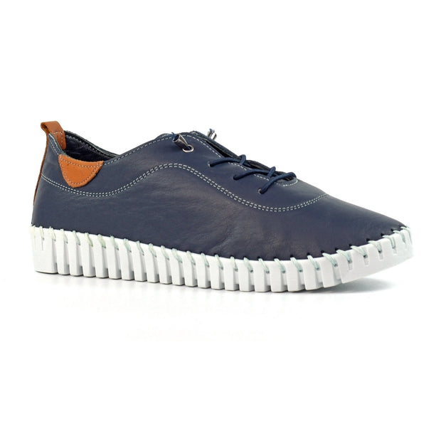 Lunar Shoes - Flamborough Navy Leather Shoe