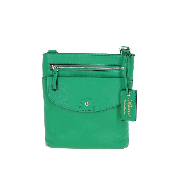 Ashwood Leather - Bright Green Leather Crossbody Bag with a Zip & Flap Over Pocket  - CB5