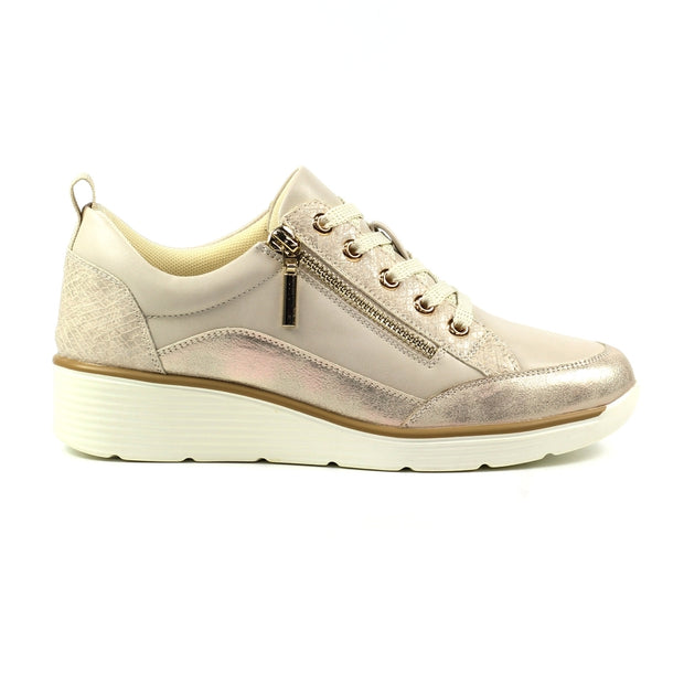 Lunar Shoes - Kiley Wedge Trainer in Beige