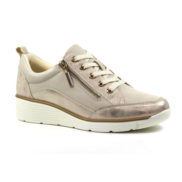Lunar Shoes - Kiley Wedge Trainer in Beige