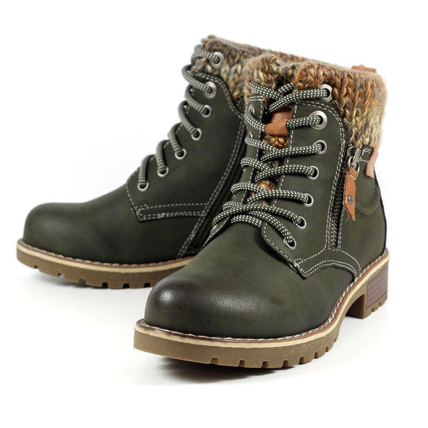 Lunar Shoes - Millie -Olive Waterproof Ankle Boot (GLB123 OL)