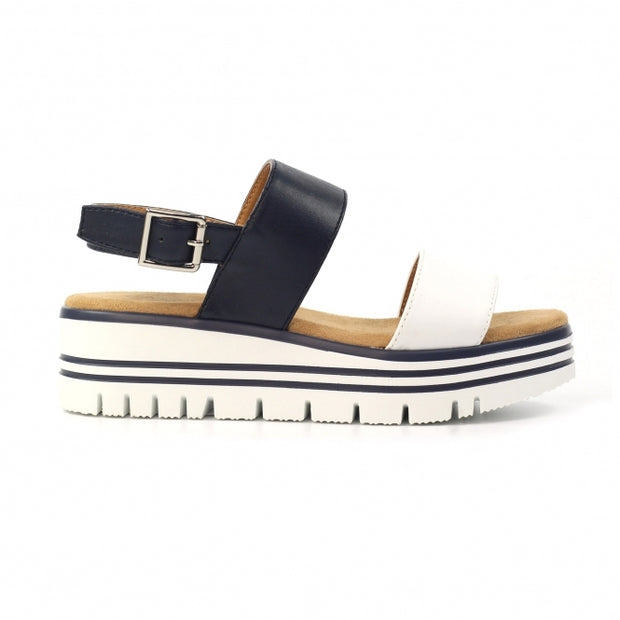 Lunar Shoes - Missy Blue & White Wedge Sandal (JLB012)