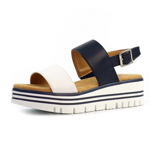 Lunar Shoes - Missy Blue & White Wedge Sandal (JLB012)