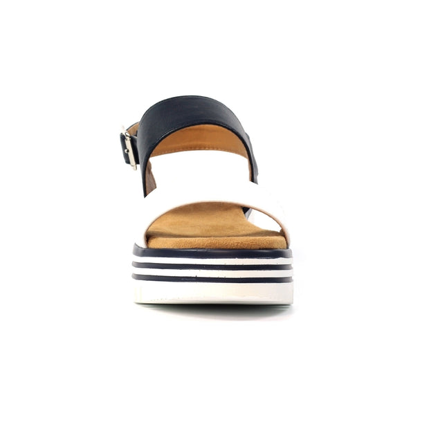 Lunar Shoes - Missy Blue & White Wedge Sandal (JLB012)