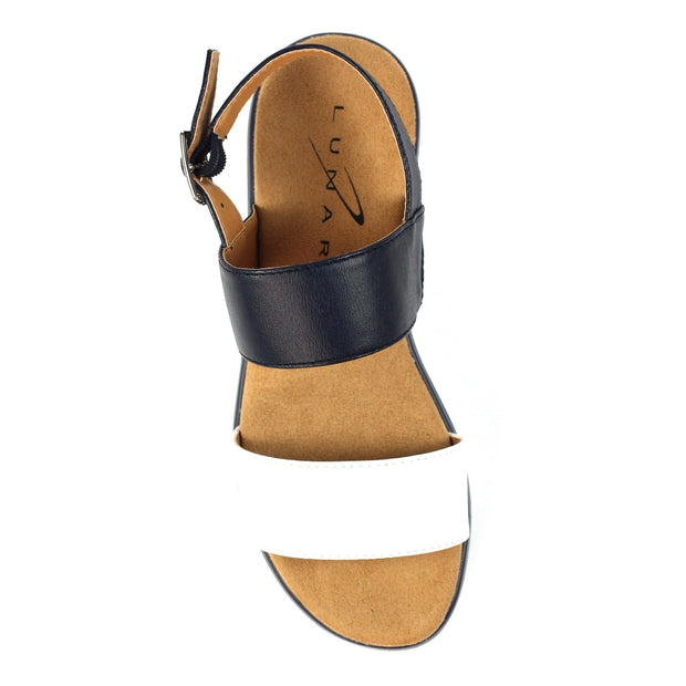 Lunar Shoes - Missy Blue & White Wedge Sandal (JLB012)