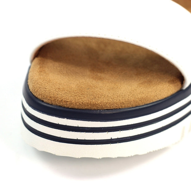 Lunar Shoes - Missy Blue & White Wedge Sandal (JLB012)