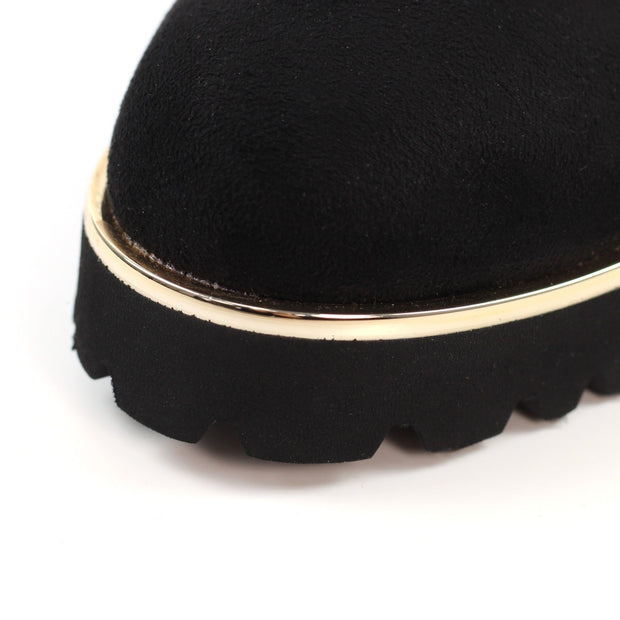 Lunar Shoes - Nakita - Faux Suede Black and Animal Print Ankle Boot (GLB218)