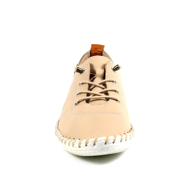 Lunar Shoes - St Ives Leather Plimsoll in Beige