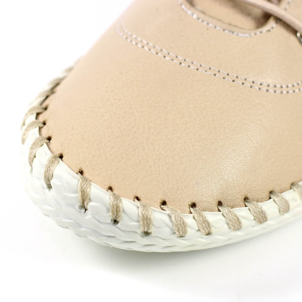 Lunar Shoes - St Ives Leather Plimsoll in Beige