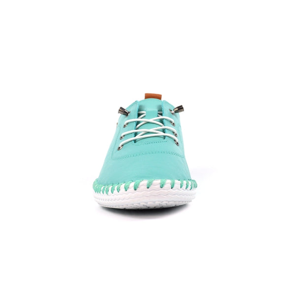 Lunar Shoes - St Ives Leather Plimsoll in Turquoise