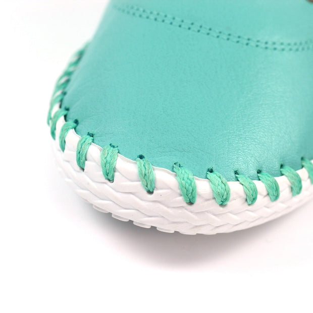 Lunar Shoes - St Ives Leather Plimsoll in Turquoise