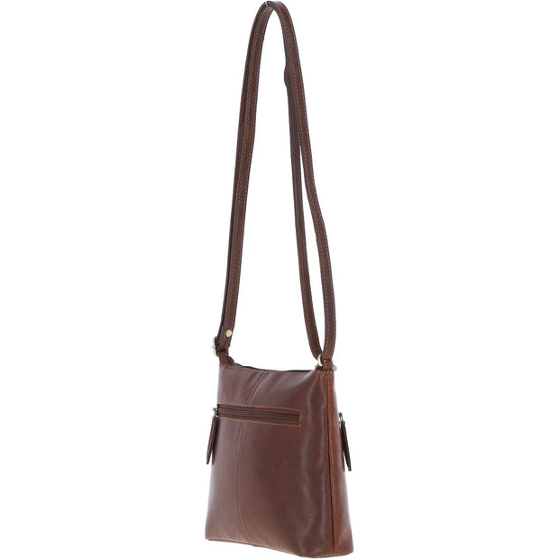Ashwood Leather - Chestnut Leather Crossbody Bag with Zip Closure - T-89
