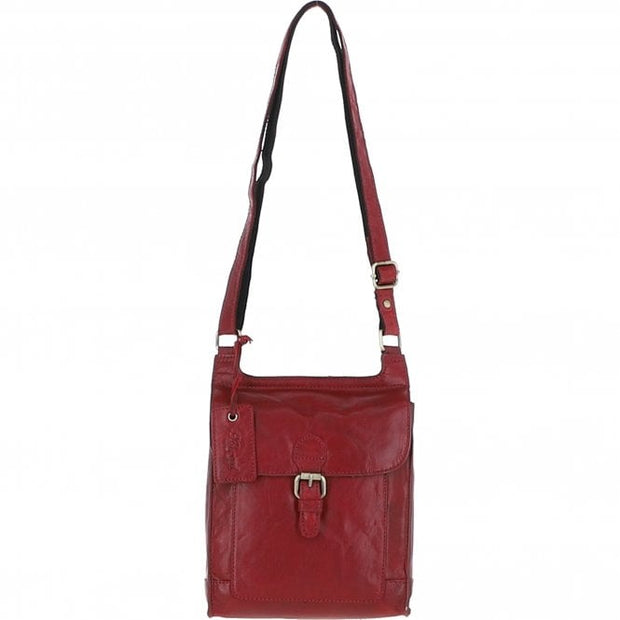 Ashwood Leather - Red Leather Crossbody Bag with Flap Over & Magnetic Closure - G24