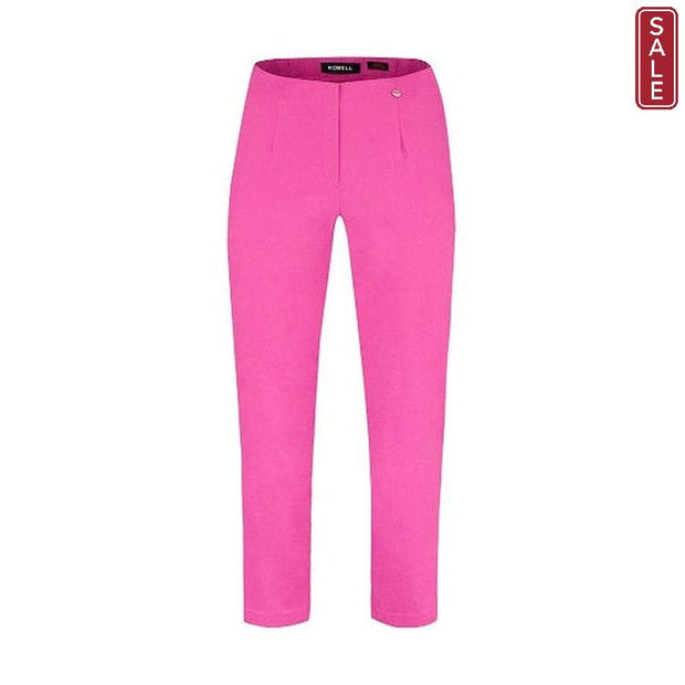 Robell – Lena 09 - Cropped Trousers With Cut Away Ladder Design at Hemline (Flamingo Pink)