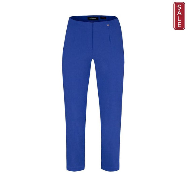 Robell – Lena 09 - Cropped Trousers With Cut Away Ladder Design at Hemline (Cobalt Blue)