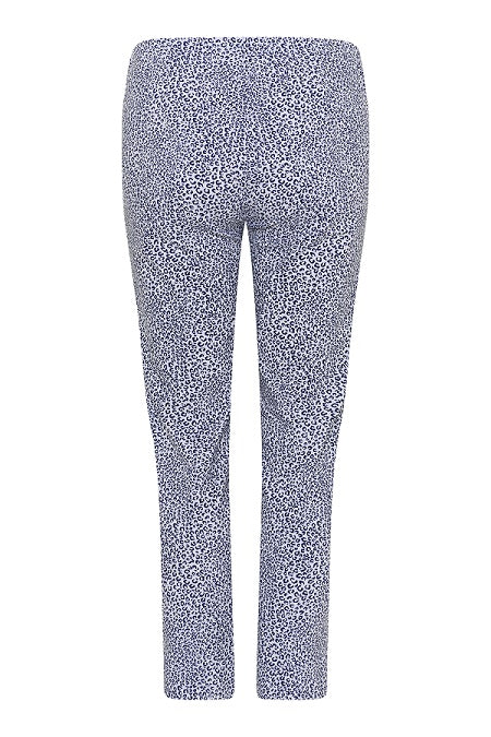 Robell – Rose 09 - White & Navy Animal Print Cropped Trouser