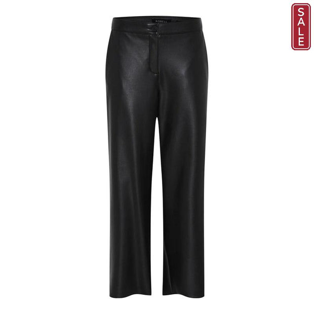 Robell – Cloe 09 - Wide Leg Faux Leather Culottes/Cropped Trouser in Black