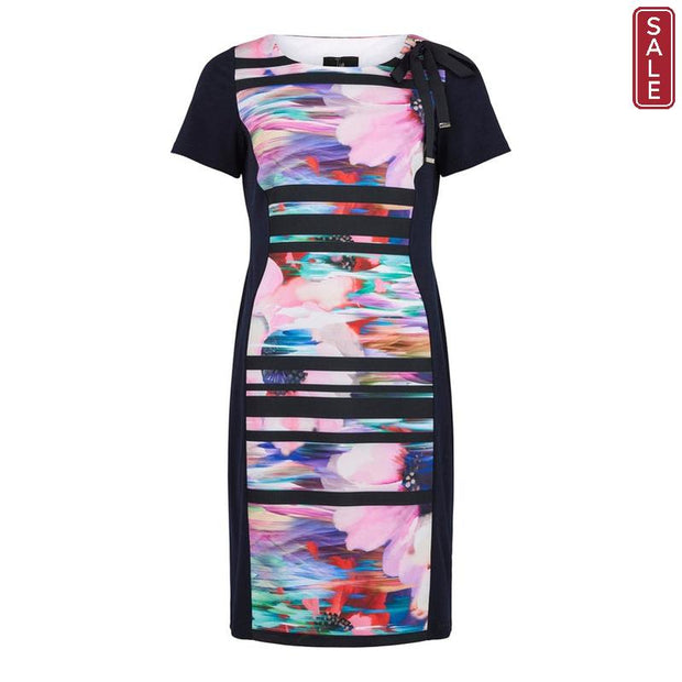 Tia - Short Sleeve wide round neck Cocktail Dress