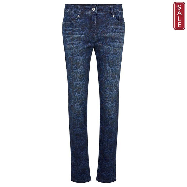 Robell – Elena Slim Fit 5 Pocket Jean in Paisley Print