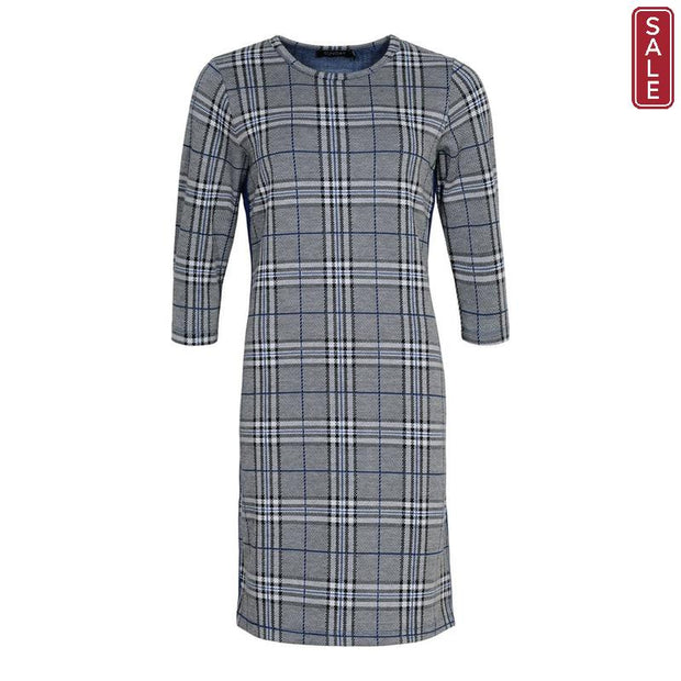 Sunday - Denim Blue 3/4 Sleeve Dress with Bright Blue Side Strip