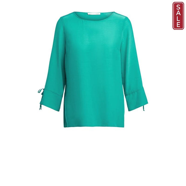 Oui -  3/4 Sleeve Wide Neck Blouse in Holly Green