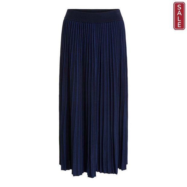 Oui -  Long Narrow Pleated Skirt with Elasticated Waistband