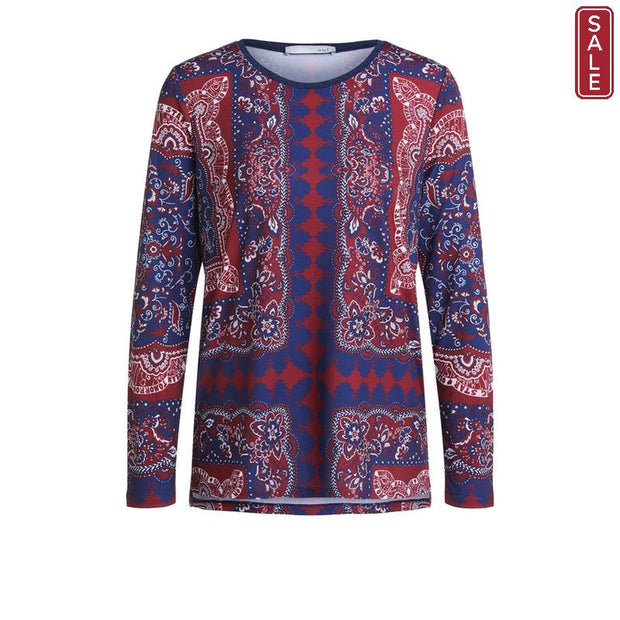 Oui -  Long Sleeve Round Neck Tunic Top