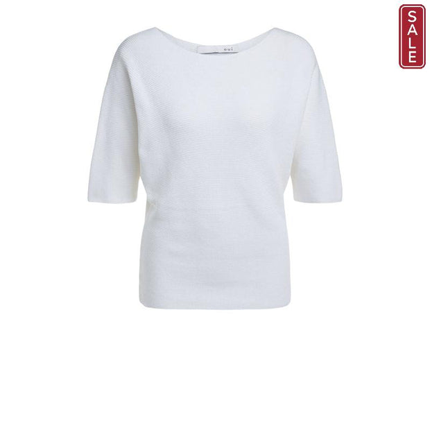 Oui -  Cotton 3/4 Sleeve Soft Knit Wide Neck Jumper