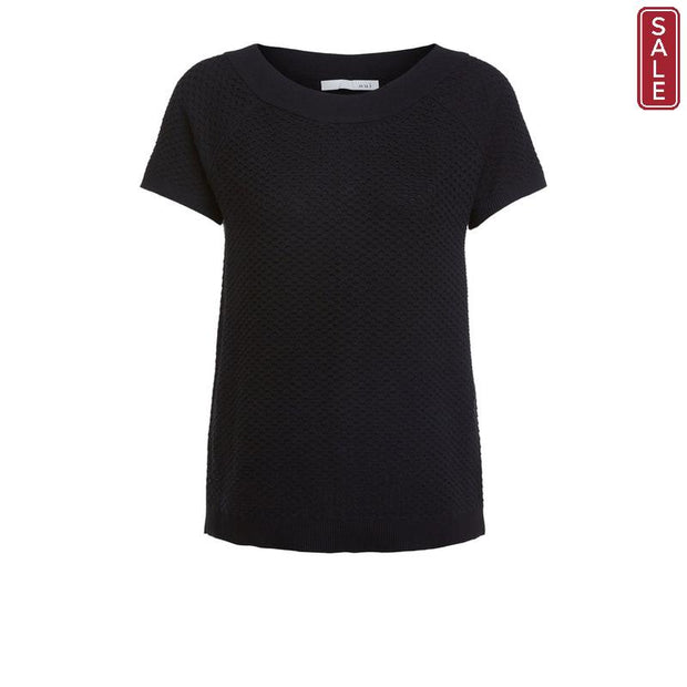 Oui -  Cotton Short Sleeve Soft Knit Jumper with Scoop Neckline (2 colours)
