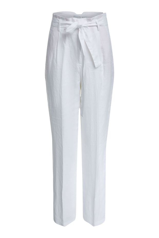 Oui - High Waisted Wide Leg Natural Linen Trouser