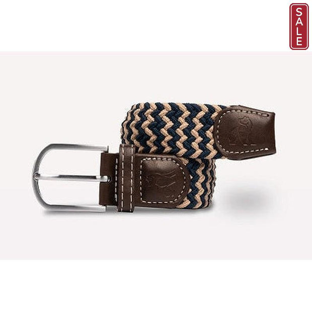 Swole Panda - Ladies Beige/Blue Zigzag Woven Recycled Belt
