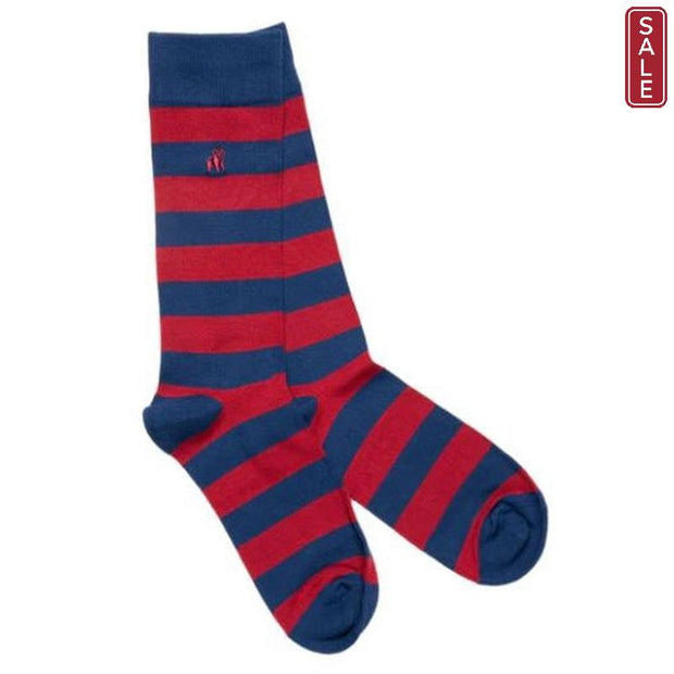 Swole Panda - Unisex Bamboo Socks - Burgundy Stripe Design