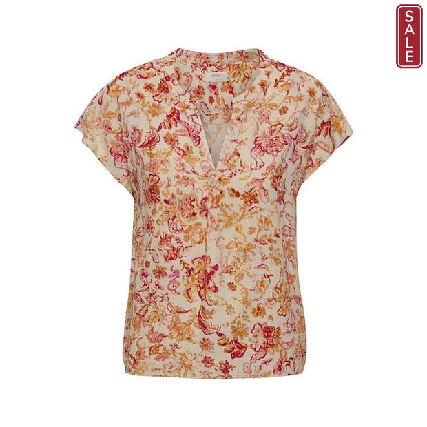 CREAM - CRTiah Short Sleeve V Neck Blouse