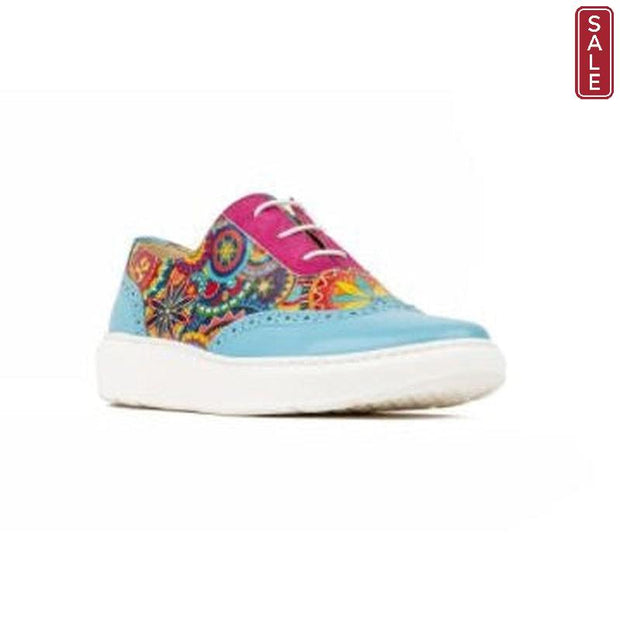 Embassy London - Colorado Leather Trainer Light Blue Signature Print