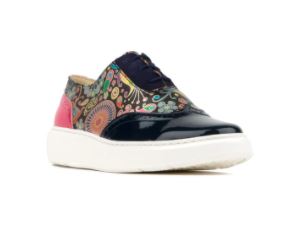 Embassy London - Colorado Leather Trainer Navy/Pink Signature Print