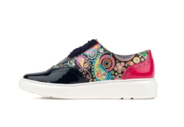 Embassy London - Colorado Leather Trainer Navy/Pink Signature Print