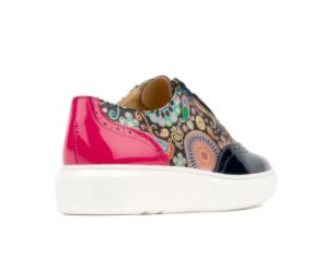 Embassy London - Colorado Leather Trainer Navy/Pink Signature Print