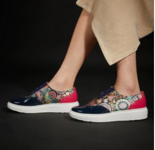 Embassy London - Colorado Leather Trainer Navy/Pink Signature Print