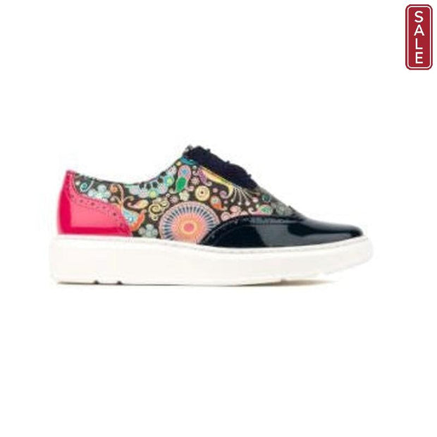 Embassy London - Colorado Leather Trainer Navy/Pink Signature Print