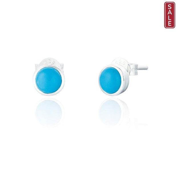 Spoke925 - Jemima Small Blue Turquoise Silver Stud Earrings