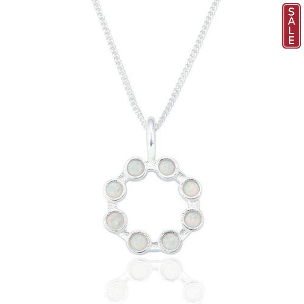 Spoke925 - Kendall White Opal Open Circle Pendant on 18" Silver Chain