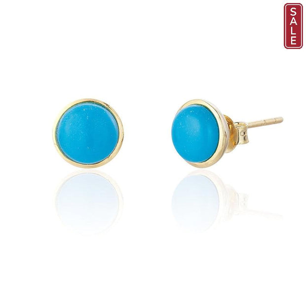 Spoke925 - Jemima Blue Turquoise Gold Plated Stud Earrings