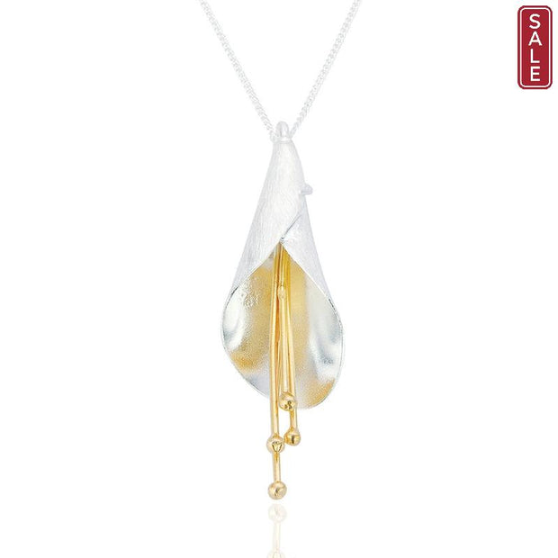 Spoke925 - Zara Cone Shaped Silver/Gold Pendant Necklace on 18" Chain