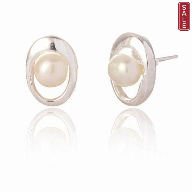 Spoke925 - Rachel Oval Swirl Silver Stud Earrings