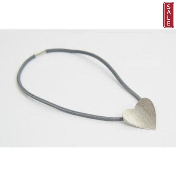 STRATA - Minnesota Black Leather Necklace with Pewter Heart