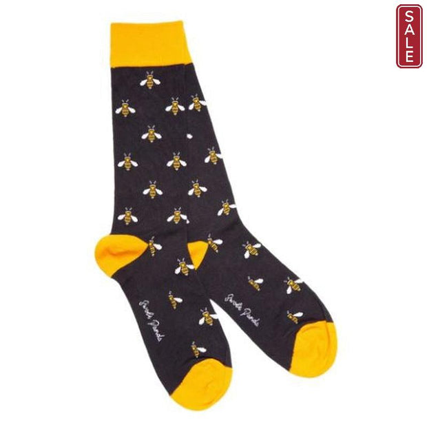 Swole Panda - Unisex Bamboo Socks - Navy with Bumblebee Design