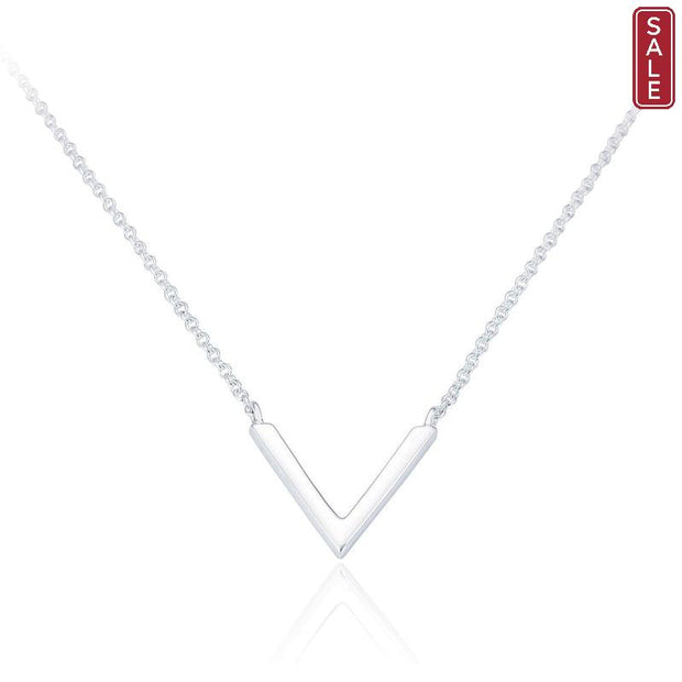 Spoke925 - Vana V Shaped Silver Pendant Necklace