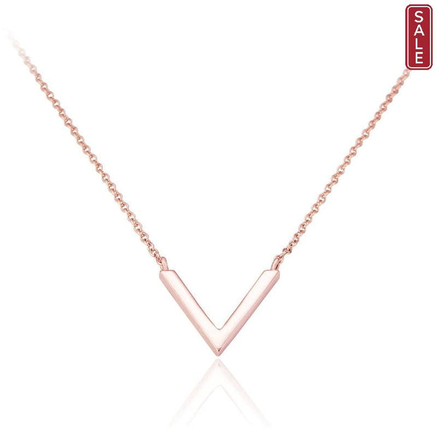 Spoke925 - Vana V Shaped Rose Gold Pedant Necklace