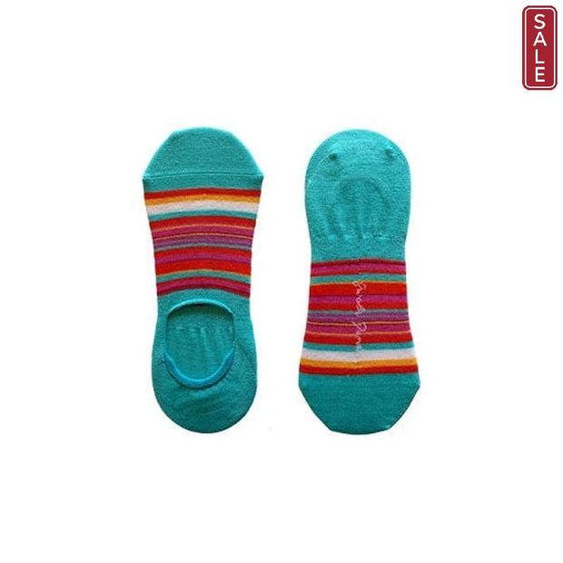 Swole Panda - Unisex Bamboo No Show Socks - Pink Narrow Stripes (SP285-L-NS)